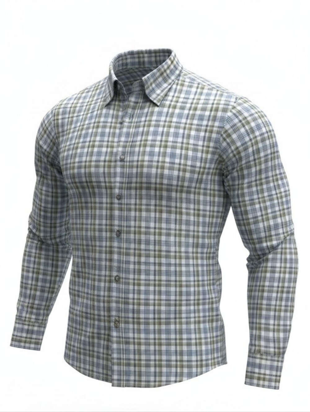 Egara men’s XXL performance nylon button down shirt plaid long sleeve
